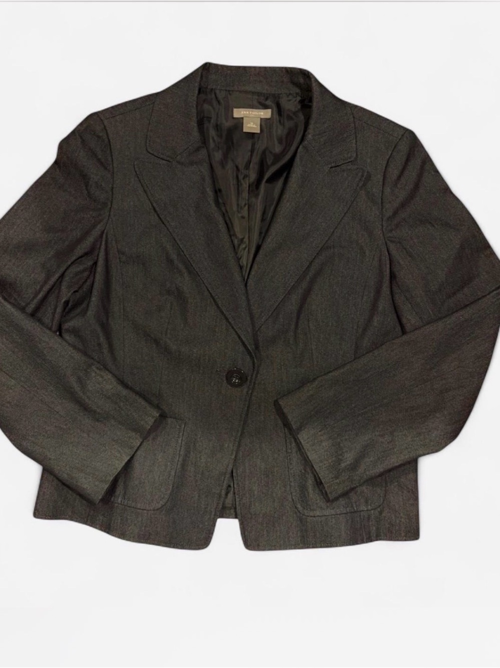 Ann Taylor Charcoal Gray Single-Button Blazer
